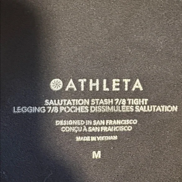 Athleta Salutation Stash 7/8 High Rise Tight Leggings Black Medium - Picture 11 of 11